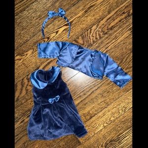 American Girl Blue Velvet Outfit Set